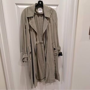 Zara L loose khaki trench coat